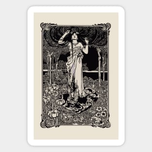 Art Nouveau Lady (black/cream) Magnet